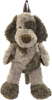 Kögler 85415 - Plüsch Rucksack für Kinder, Hund braun/dunkelbraun