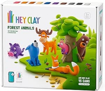 Hey Clay - WALDTIERE - Set mit je 15 Dosen + Modellierwerkzeug