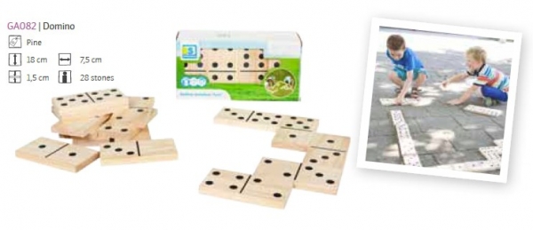 Riesen Domino aus Holz, 18 x 7,5 x 1,5 cm, 28 Spielsteine