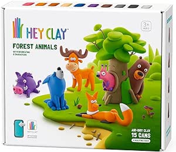 Hey Clay - WALDTIERE - Set mit je 15 Dosen + Modellierwerkzeug